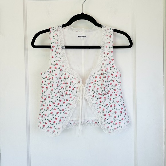 Reformation Rosalie Linen Tie Front‎ Top Alyssa Floral Womens 0 - Picture 7 of 10